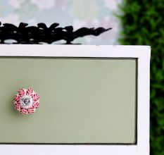 Old Pink Leaf Dresser Knob
