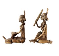 Brass Dhokra Two Tribal Women Figurines