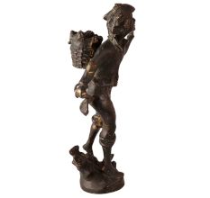 Brass Grape Picker Figure Statue of a Young Boy