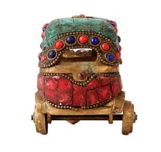 Brass Tuk Tuk Auto Rikshaw Statue With Colorful Stones