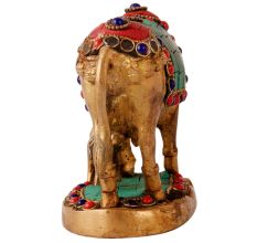 Kamdhenu Cow With Calf Colorful Stones