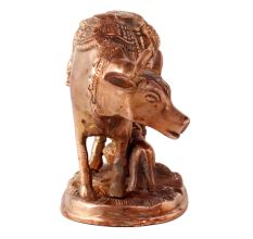 Brass Holy Kamdhenu With Calf Statue