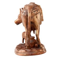 Brass Holy Kamdhenu With Calf Statue
