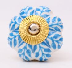 Old Turquoise Leaf Dresser Knob