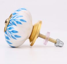 Old Turquoise Leaf Dresser Knob