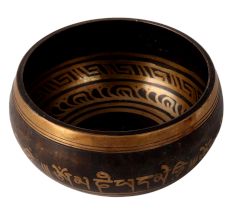 Round Tibetan Om Singing Bowl made of Bell Metal
