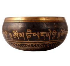 Round Tibetan Om Singing Bowl made of Bell Metal