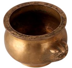 Traditional Brass Lota with Embossed Lion Face