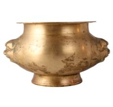 Vintage Brass Water Pot with Lion Engraving