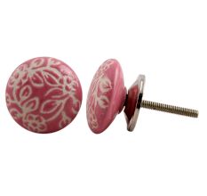 Pink Etched Flat Knob