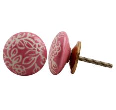 Pink Etched Flat Knob