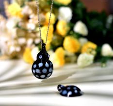 Black Ladybug Glass Pendants for Necklace