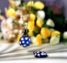 Blue Ladybug Glass Pendants for Necklace