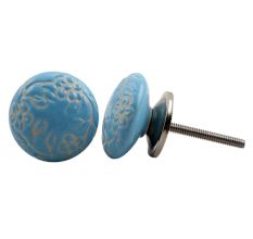 Turquoise Etched Flat Knob