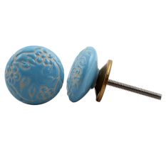 Turquoise Etched Flat Knob