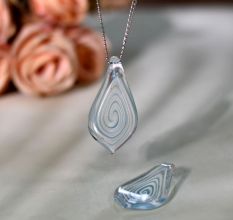 Turquoise Spiral Leaf Glass Lampwork Pendants for Necklace for Jewellry Making - 1 Piece