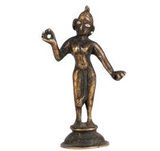 Vintage Brass Radha Rani Statue in Black Finish