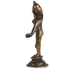 Vintage Brass Radha Rani Statue in Black Finish