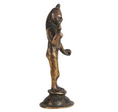 Vintage Brass Radha Rani Statue in Black Finish