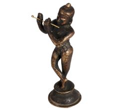 Vintage Lord Krishna Statue in Black Finish