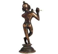 Vintage Lord Krishna Statue in Black Finish