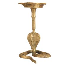 Vintage Cobra Lamp with 5 Jyots Made of Brass