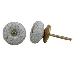 White Black Ceramic Crackle Wardrobe Knob