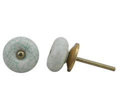 White Green Ceramic Crackle Dresser Knob