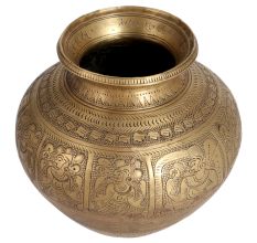 Vintage Holy Water Pot or Lota Engraved with God Figures