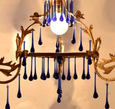 Dark Blue Glass Chandelier Drop Ornaments - Christmas Tree Ornaments - Set of 20