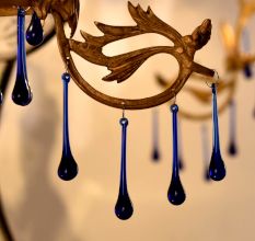 Dark Blue Glass Chandelier Drop Ornaments - Christmas Tree Ornaments - Set of 20