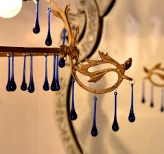 Dark Blue Glass Chandelier Drop Ornaments - Christmas Tree Ornaments - Set of 20