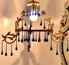 Dark Blue Glass Chandelier Drop Ornaments - Christmas Tree Ornaments - Set of 20