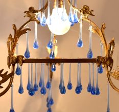 Blue Glass Chandelier Drop Ornaments - Christmas Tree Ornaments - Set of 20