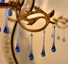 Blue Glass Chandelier Drop Ornaments - Christmas Tree Ornaments - Set of 20