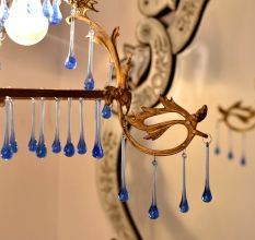 Blue Glass Chandelier Drop Ornaments - Christmas Tree Ornaments - Set of 20
