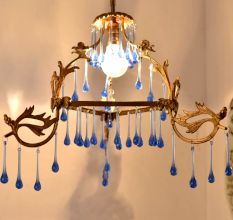 Blue Glass Chandelier Drop Ornaments - Christmas Tree Ornaments - Set of 20