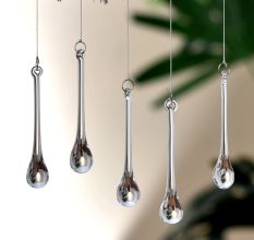 Clear Glass Chandelier Drop Ornaments - Christmas Tree Ornaments - Set of 20