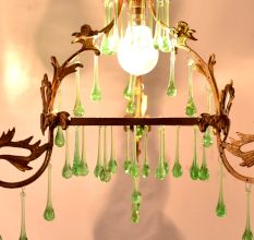 Green Glass Chandelier Drop Ornaments - Christmas Tree Ornaments - Set of 20