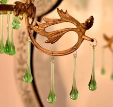 Green Glass Chandelier Drop Ornaments - Christmas Tree Ornaments - Set of 20