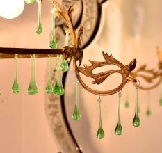 Green Glass Chandelier Drop Ornaments - Christmas Tree Ornaments - Set of 20