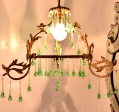 Green Glass Chandelier Drop Ornaments - Christmas Tree Ornaments - Set of 20