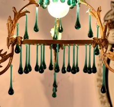 Set of 20 Dark Green Glass Chandelier Drop Ornaments - Christmas Tree Ornaments