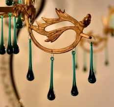 Set of 20 Dark Green Glass Chandelier Drop Ornaments - Christmas Tree Ornaments
