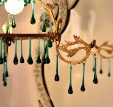 Set of 20 Dark Green Glass Chandelier Drop Ornaments - Christmas Tree Ornaments