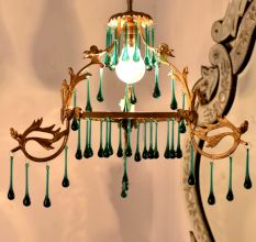 Set of 20 Dark Green Glass Chandelier Drop Ornaments - Christmas Tree Ornaments