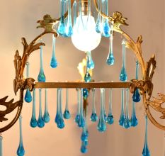 Turquoise Glass Chandelier Drop Ornaments - Christmas Tree Ornaments - Set of 20