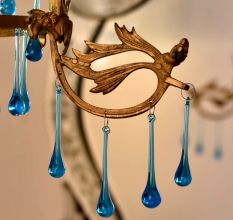 Turquoise Glass Chandelier Drop Ornaments - Christmas Tree Ornaments - Set of 20