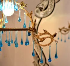 Turquoise Glass Chandelier Drop Ornaments - Christmas Tree Ornaments - Set of 20
