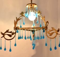 Turquoise Glass Chandelier Drop Ornaments - Christmas Tree Ornaments - Set of 20